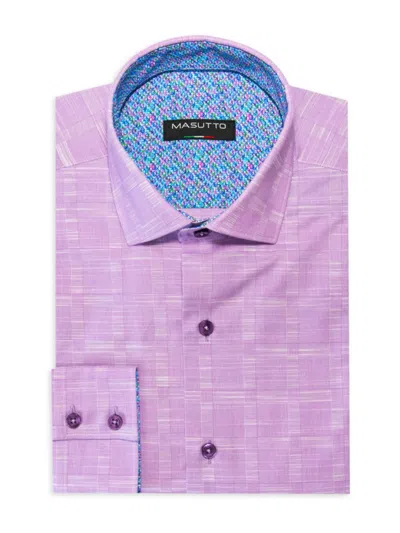 Masutto Men's Milos Classic Fit Plaid Dress Shirt In Purple