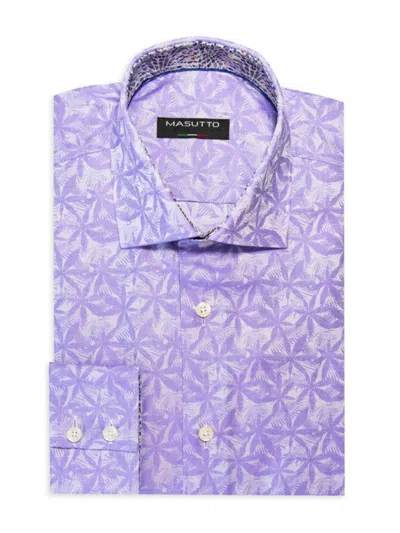Masutto Men's Gabriel Modern Fit Tropical Jacquard Sport Shirt In Purple