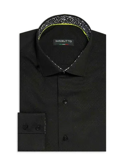 Masutto Men's Paisley Print Dress Shirt In Navy Blue