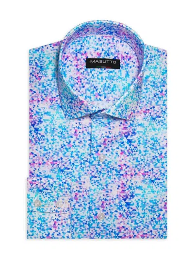 Masutto Men's Roberts Geometric Dress Shirt In Neutral