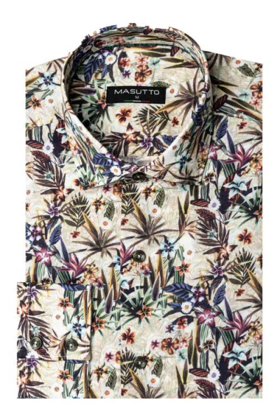 Masutto Mila Print Button-up Long Sleeve Shirt In Multi