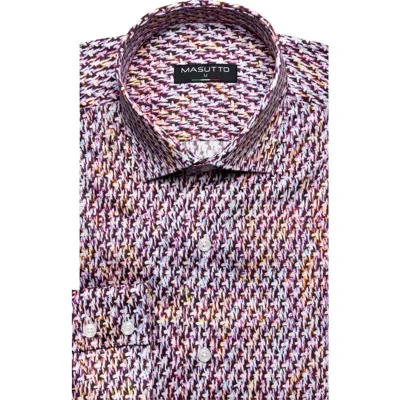 Masutto Ochs Print Button-up Long Sleeve Shirt In Pink