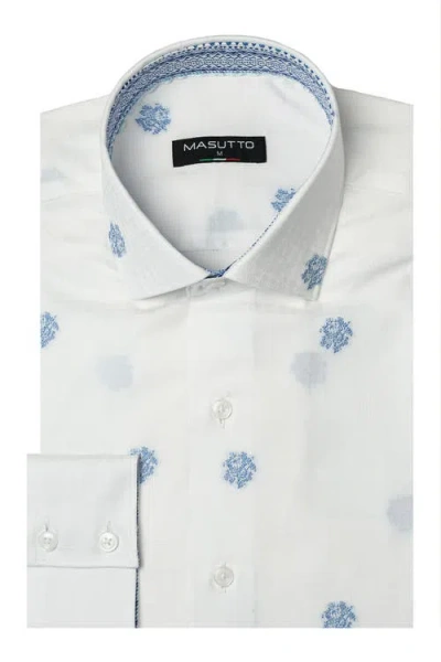 Masutto Pratt Jacquard Button-up Shirt In White