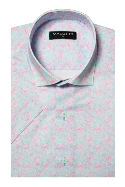 Masutto Riccie Print Button-up Short Sleeve Shirt In Pink