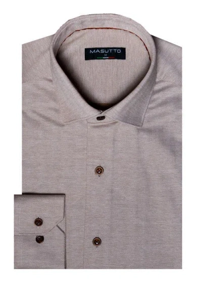 Masutto Rolo Knit Button-up Long Sleeve Shirt In Gray