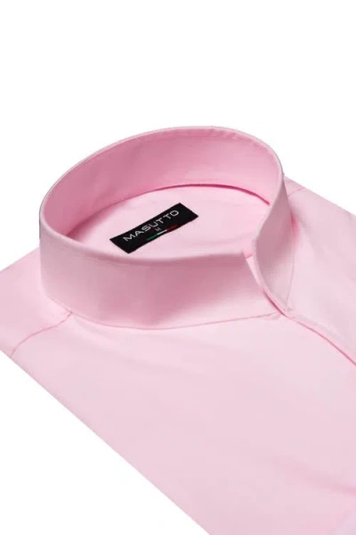 Masutto Sandro Stand Collar Button-up Long Sleeve Shirt In Pink