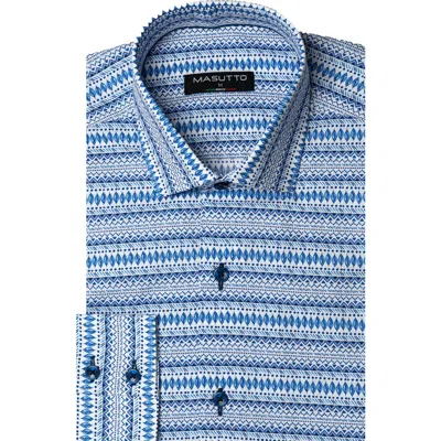 Masutto Sean Button Down Long Sleeve Shirt In Blue
