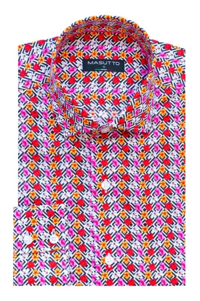 Masutto Sharon Print Button-up Long Sleeve Shirt In Multi