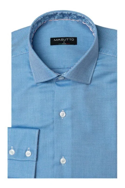 Masutto Siena Button Down Long Sleeve Shirt In Blue