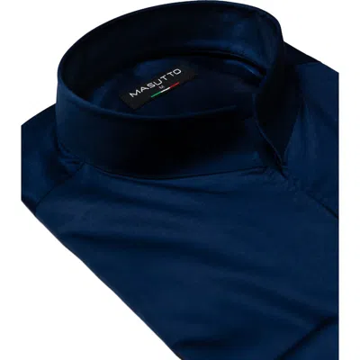 Masutto Tonali Stand Collar Button-up Long Sleeve Shirt In Blue