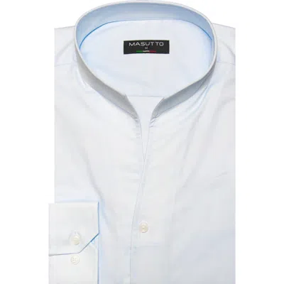 Masutto Tonali Tulip Stand Up Collar Long Sleeve Shirt In Blue