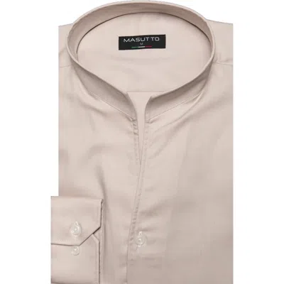 Masutto Tonali Tulip Stand Up Collar Long Sleeve Shirt In Metallic