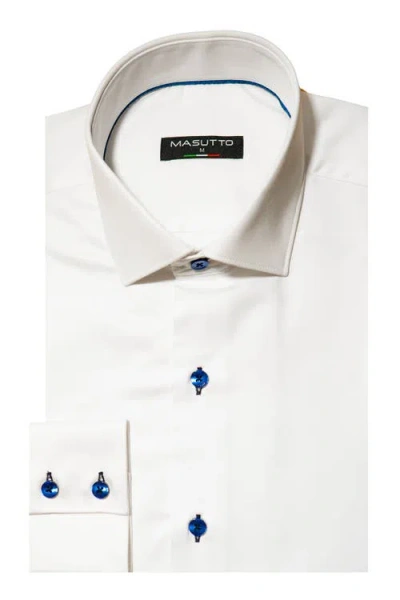 Masutto Venice White With Purple Button Down Long Sleeve Shirt In Multi