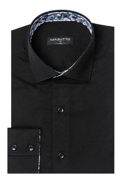 Masutto Wilosn Button Down Long Sleeve Shirt In Black
