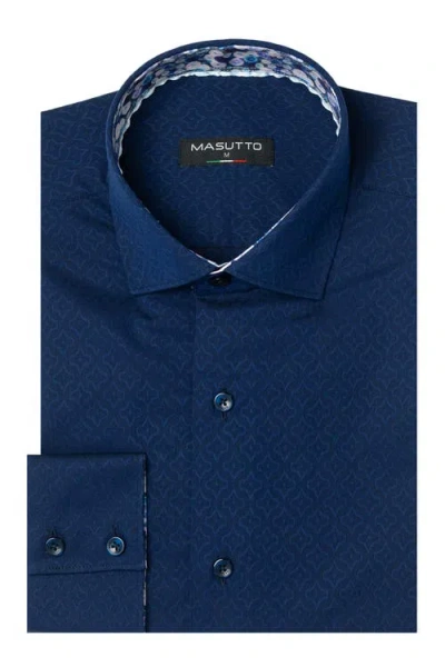Masutto Wilosn Button Down Long Sleeve Shirt In Blue