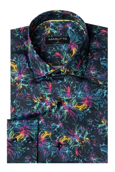 Masutto Young Print Button-up Long Sleeve Shirt In Multi