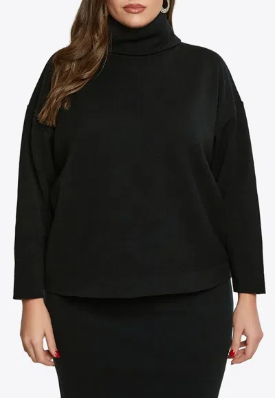 Mat Fashion Knitted Turtleneck Sweater In Black