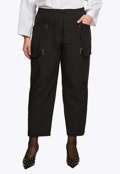 Mat Fashion Straight-leg Cargo Pants In Black