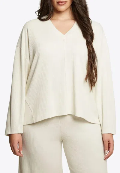 Mat Fashion V-neck Knitted Sweater In White