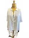 Mat Fashion Women's Short Sleeve Button Down Collar Shirt In White In White