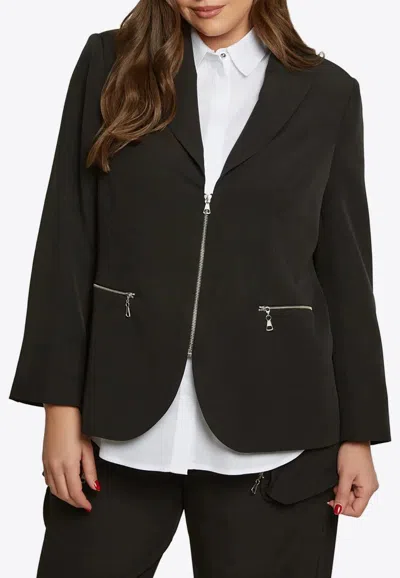 Mat Fashion Zip-up Tailored Blazer In Black