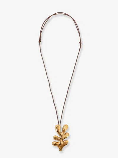 Mata Studio Corallo Glazed Ceramic Necklace In Gold