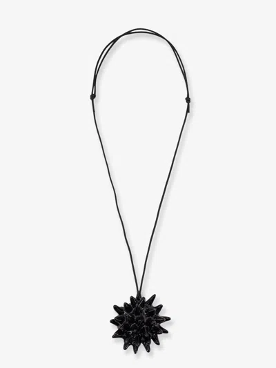 Mata Studio Riccio Glazed Ceramic Necklace In Black