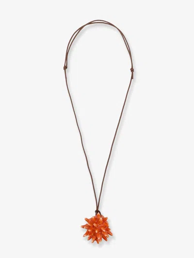 Mata Studio Riccio Glazed Ceramic Necklace In Orange