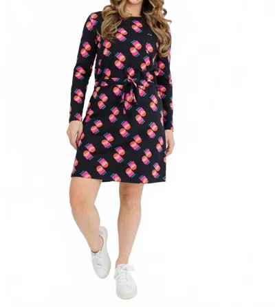 Mata Traders Abby Long Sleeve Dress Memphis Shapes In Black In Blue