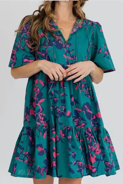 Mata Traders Adelaide Tiered Mini Dress In Eucalyptus Tea In Multi