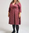 Mata Traders Callie Long Sleeve Wrap Dress -plus In Burgundy Bouquet