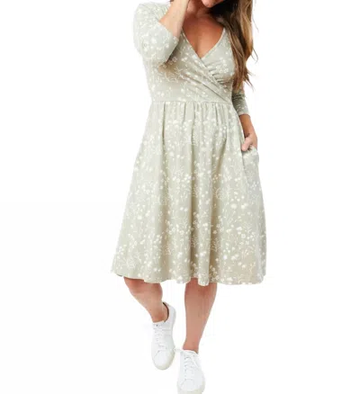 Mata Traders Callie Long Sleeve Wrap Dress In Field Taupe In Multi