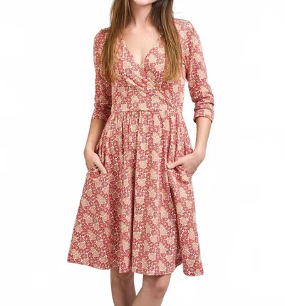 Mata Traders Callie Quarter Sleeve Wrap Dress In Matisse Vermillion In Multi