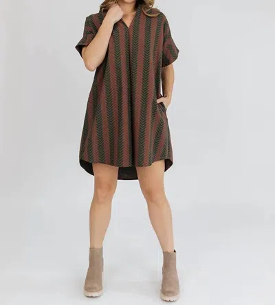 Mata Traders Chennai Dress In Chevron Fern Red In Brown