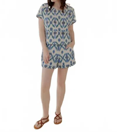 Mata Traders Dana Short Sleeve Top In Seashore Ikat In Blue