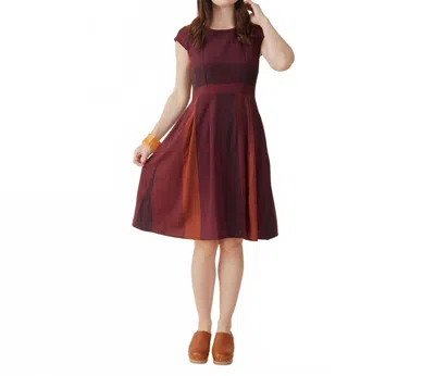 Mata Traders Devonshire Dress In Burgundy Stripe