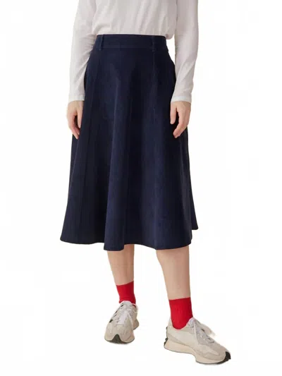 Mata Traders Emma Corduroy Skirt In Navy In Blue