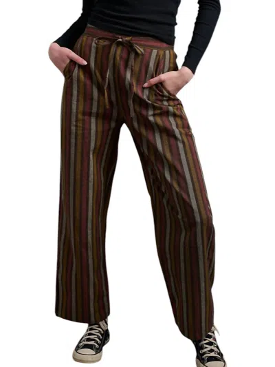 Mata Traders Emmy Drawstring Pants In Chocolate Stripe In Brown