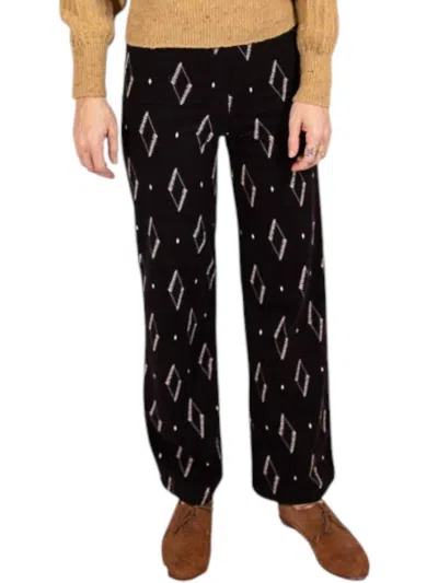 Mata Traders Fold Over Bootcut Pants In Diamond Vine Black