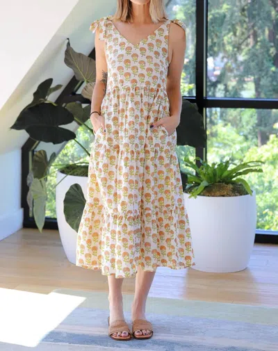 Mata Traders Lorelei Tiered Dress In Marigold In Gold