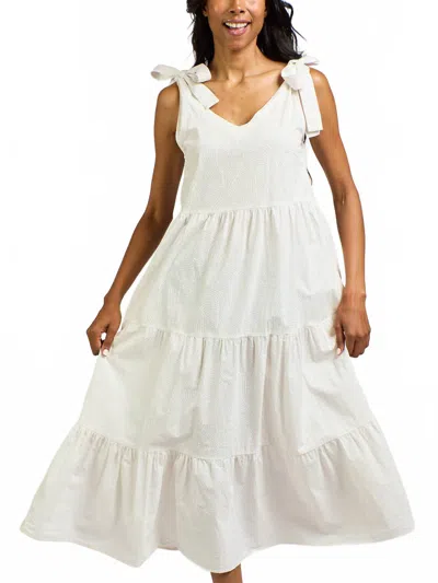 Mata Traders Lorelei Tiered Dress In White Waves