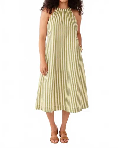 Mata Traders Miranda High Neck Dress In Green Stripe In Neutral