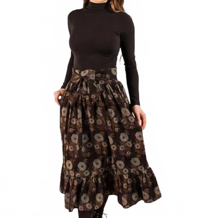 Mata Traders Nahla Midi Skirt In Fall Blossom In Brown