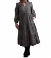 Mata Traders Norah Tiered Dress In Black Botanical In Multi