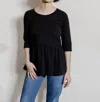 Mata Traders Paloma Top In Black Rib Knit In Multi