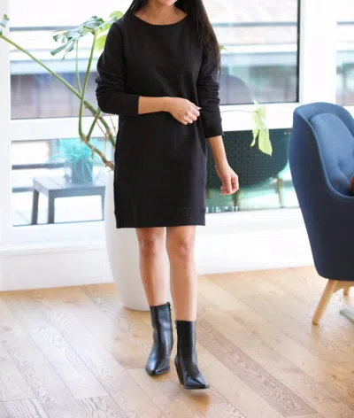 Mata Traders Sweatshirt Dress In Black Loop Knit In Multi