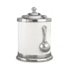 Match Convivio Ceramic And Pewter Caffe Canister In Pewter/white