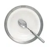 Match Convivio Ceramic & Pewter Soup/pasta Bowl In Pewter/white