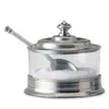 Match Glass & Pewter Jam Pot & Spoon In Pewter