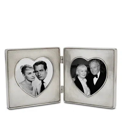 Match Pewter Double Heart Frame In Silver